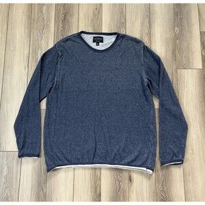 Lucky Brand Blue Long Sleeve Crewneck Linen Blend Shirt Mens Sz Large